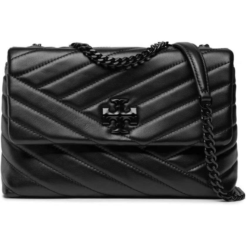 Tory Burch Hb Kira Chevron Powder Coated Small Convertible Shoulder Bag Black OS