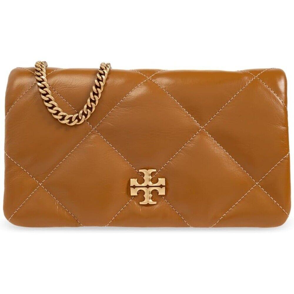 Tory Burch Hb Kira Women Wallet Diamond Quilt Chain Leather Shoulder Tan OS