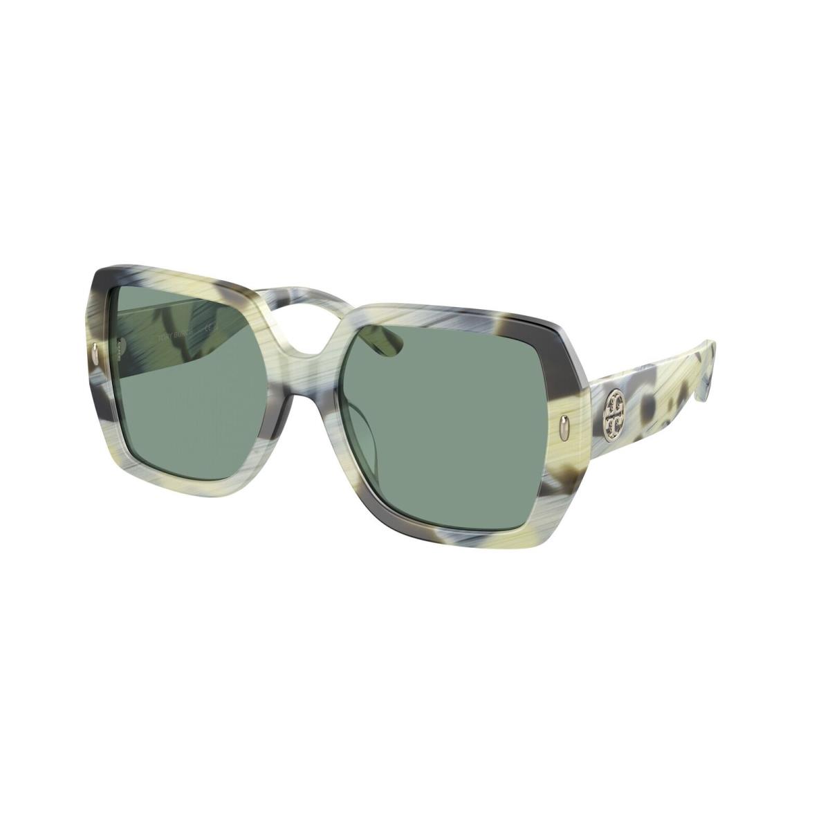 Tory Burch TY7191U 172782 Ivory Brown Horn Petrol Green 54 mm Women`s Sunglasses