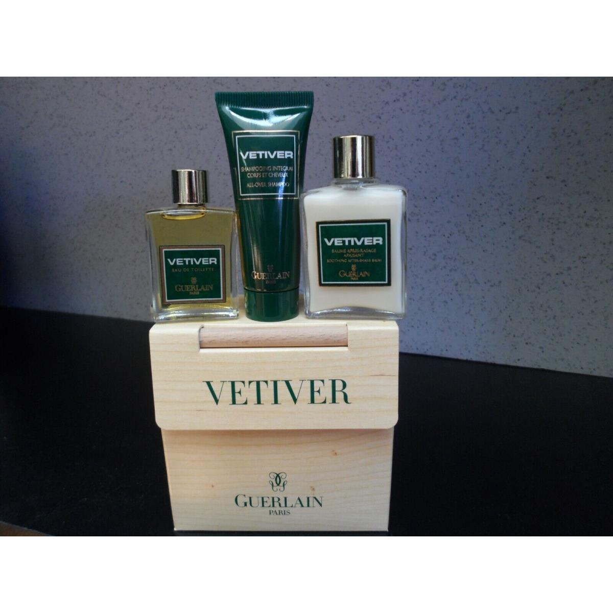 Vetiver Guerlain Vintage Set -28.5 ml After Shave Balm 15 ml Edt Shampoo New