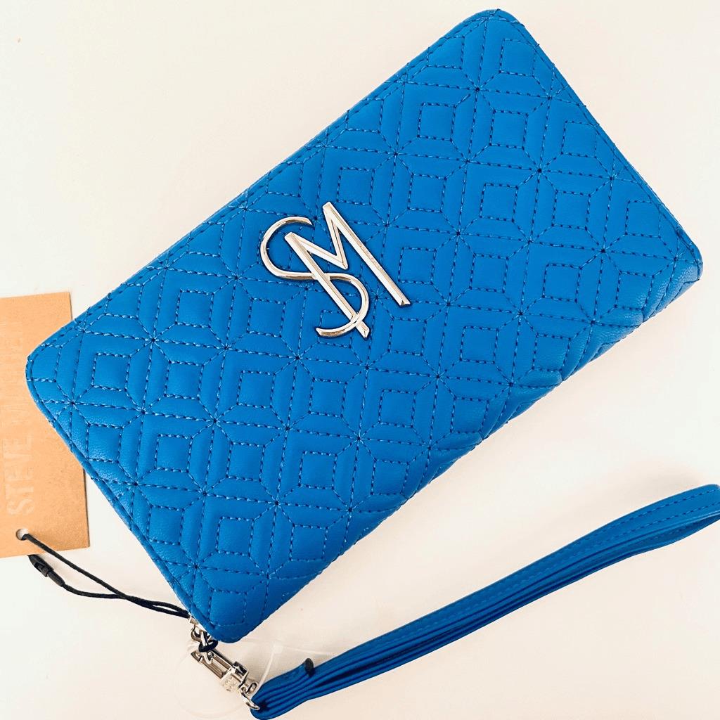 Steve Madden Gorgeous Bangelo Sapphire Blue Zip All Around Wristlet Wallet