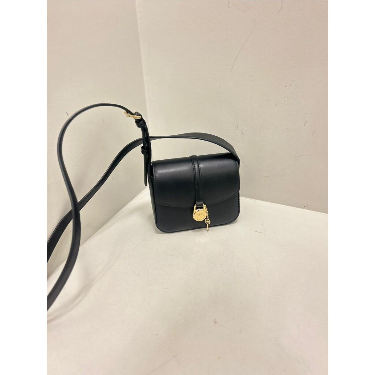 Michael Kors Lyra Small Leather Flap Crossbody Shoulder Handbag Bag Purse - Var BLACK
