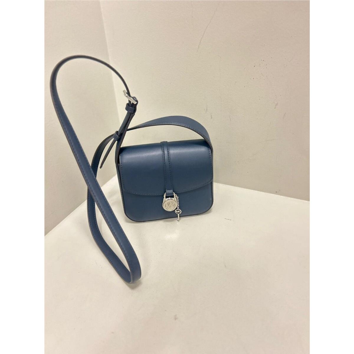 Michael Kors Lyra Small Leather Flap Crossbody Shoulder Handbag Bag Purse - Var NAVY