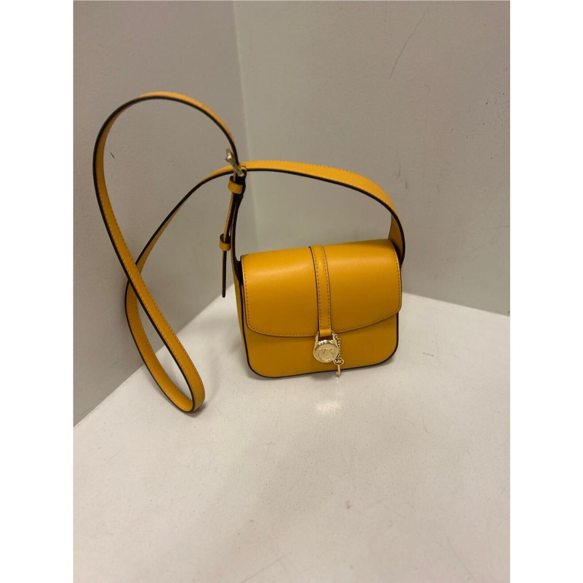 Michael Kors Lyra Small Leather Flap Crossbody Shoulder Handbag Bag Purse - Var GOLDEN ROD