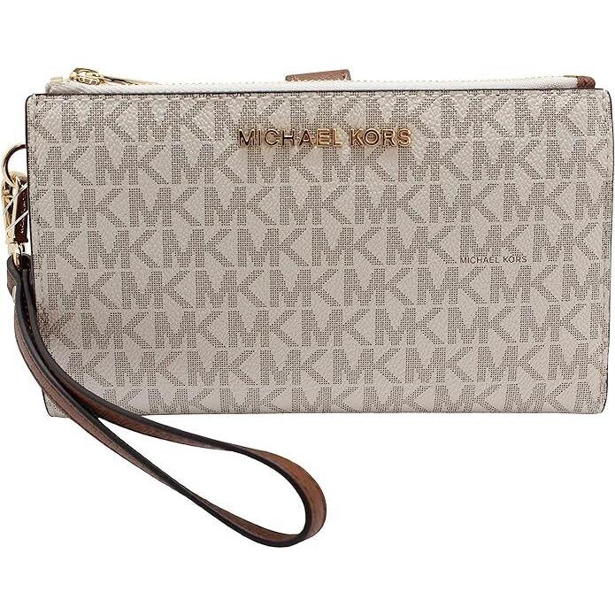 Michael Kors Jet Set Double Zip Wristlet Phone Wallet Vanilla