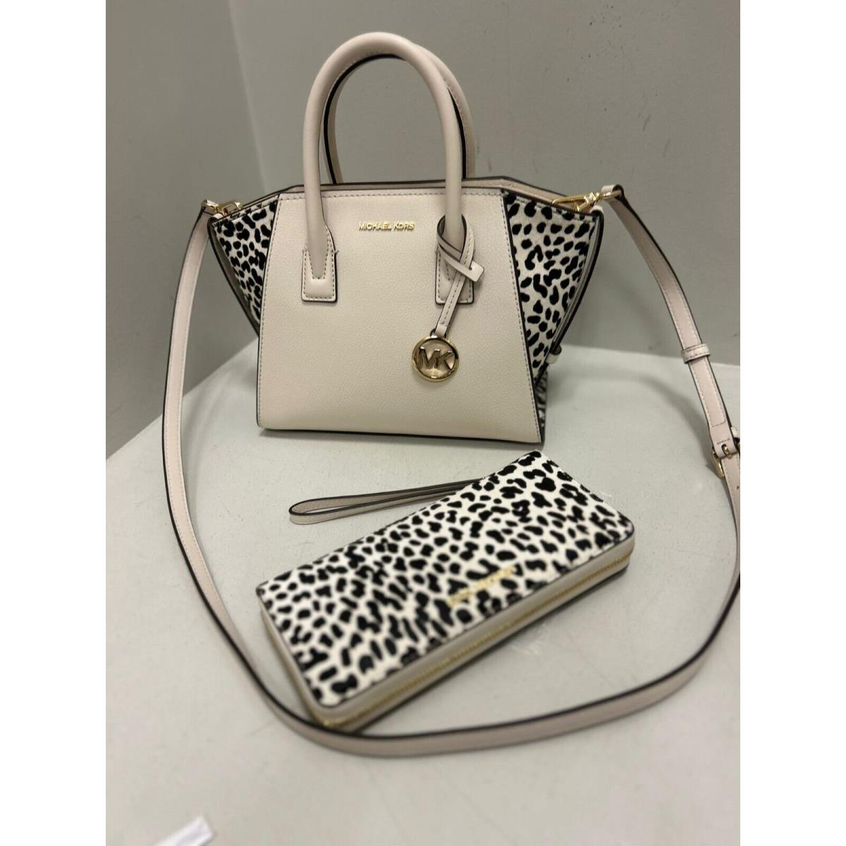 Michael Kors Small Satchel Shoulder Crossbody Bag Handbag Purse Leather + Wallet POWDER BLUSH MULTI