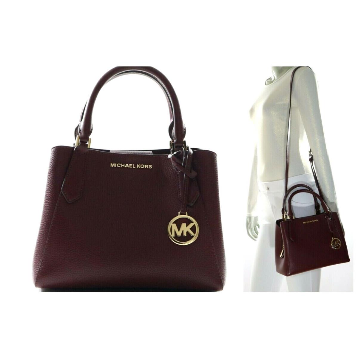 NWT$368.00- Michael Kors Kimberly Small Leather Satchel Crossbody Bag in Merlot