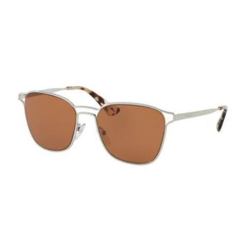 Prada PR54TS Sunglasses Silver W/brown 55mm Lens 1BC6N0 SPR54T PR 54TS Spr 54T