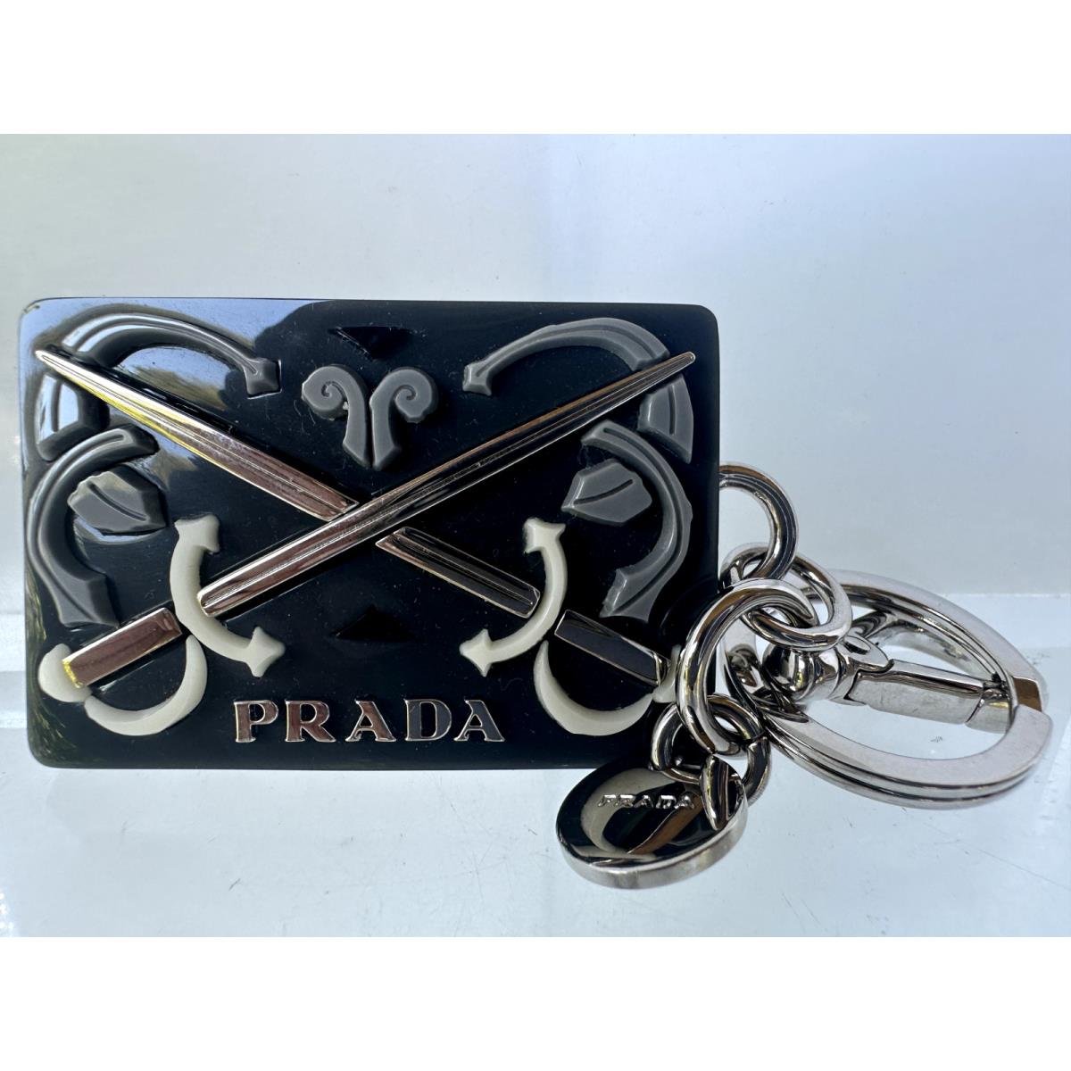 Prada Men`s Keyring Swords Logo Gray