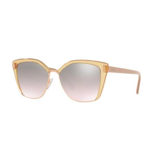 Prada Pra 56T MQH-204 Transparent Pink Gold/beige Mirror Silver Grad Sunglasses