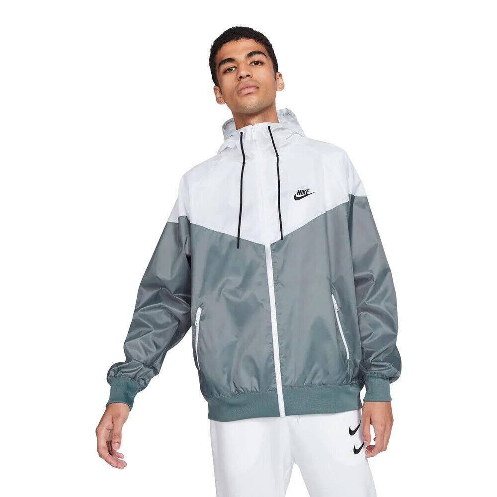 Men`s Nike Smoke Grey/white Sportswear Windrunner Hooded Jacket - Smoke Grey/White