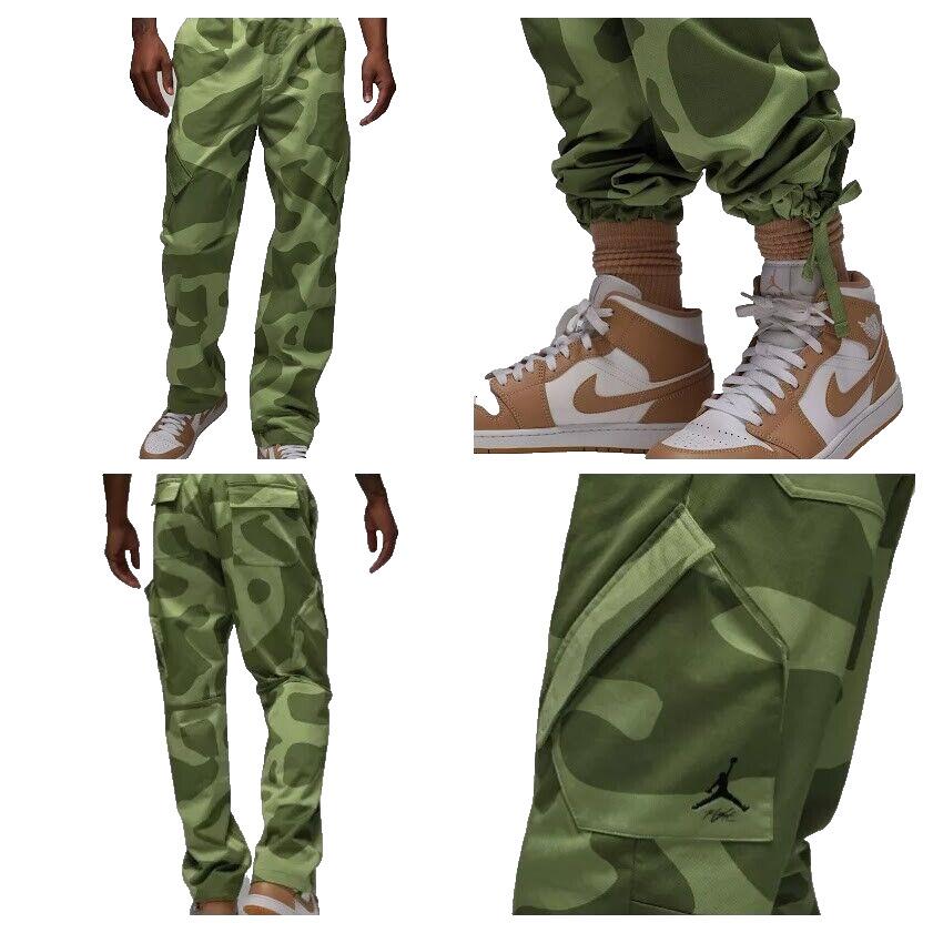 Jordan Essentials Cargo Pants Men`s XL Green Olive Camo Baggy Premium Style