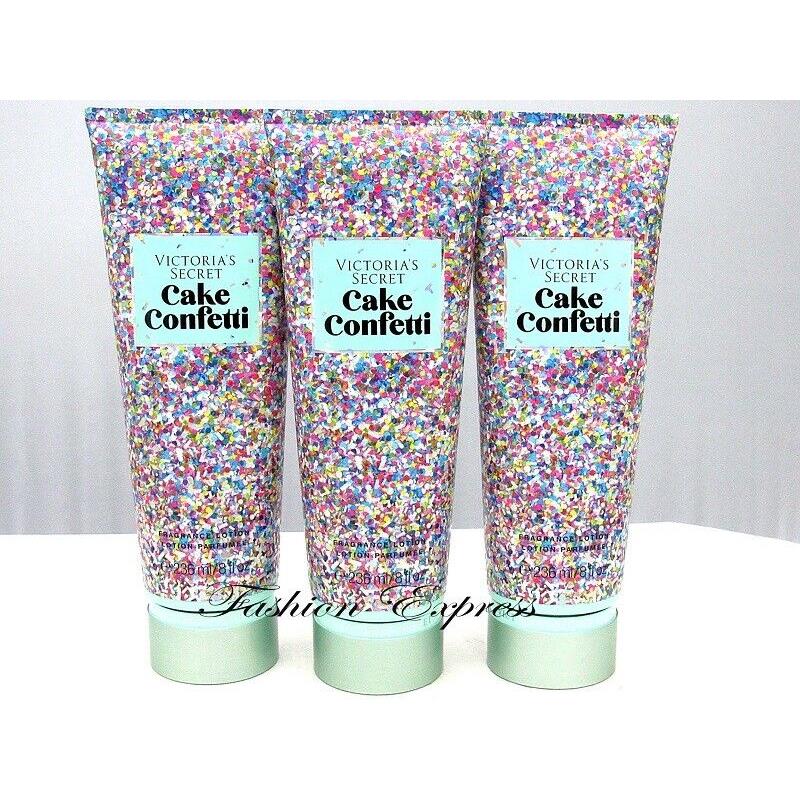 Victoria`s Secret Cake Confetti Body Lotion 8 FL OZ Lot OF 3 Pcs