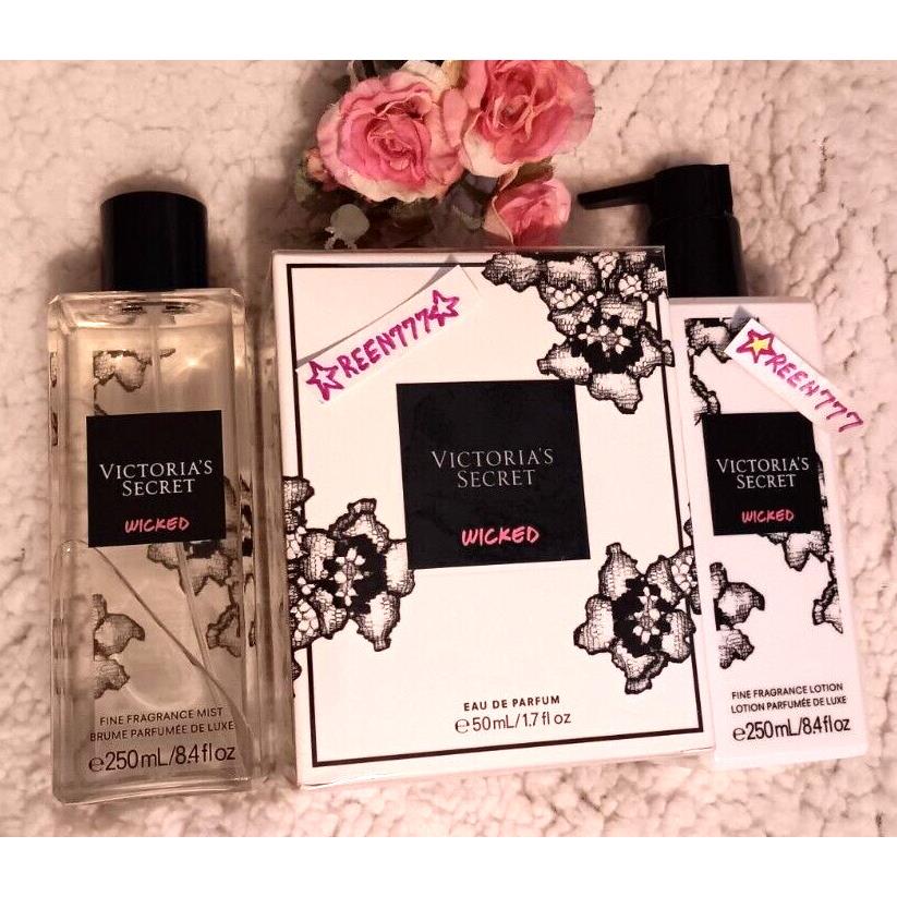 3 Pc Victoria`s Secret Wicked Eau de Parfum Perfume 1.7 Mist+lotion Gift Set