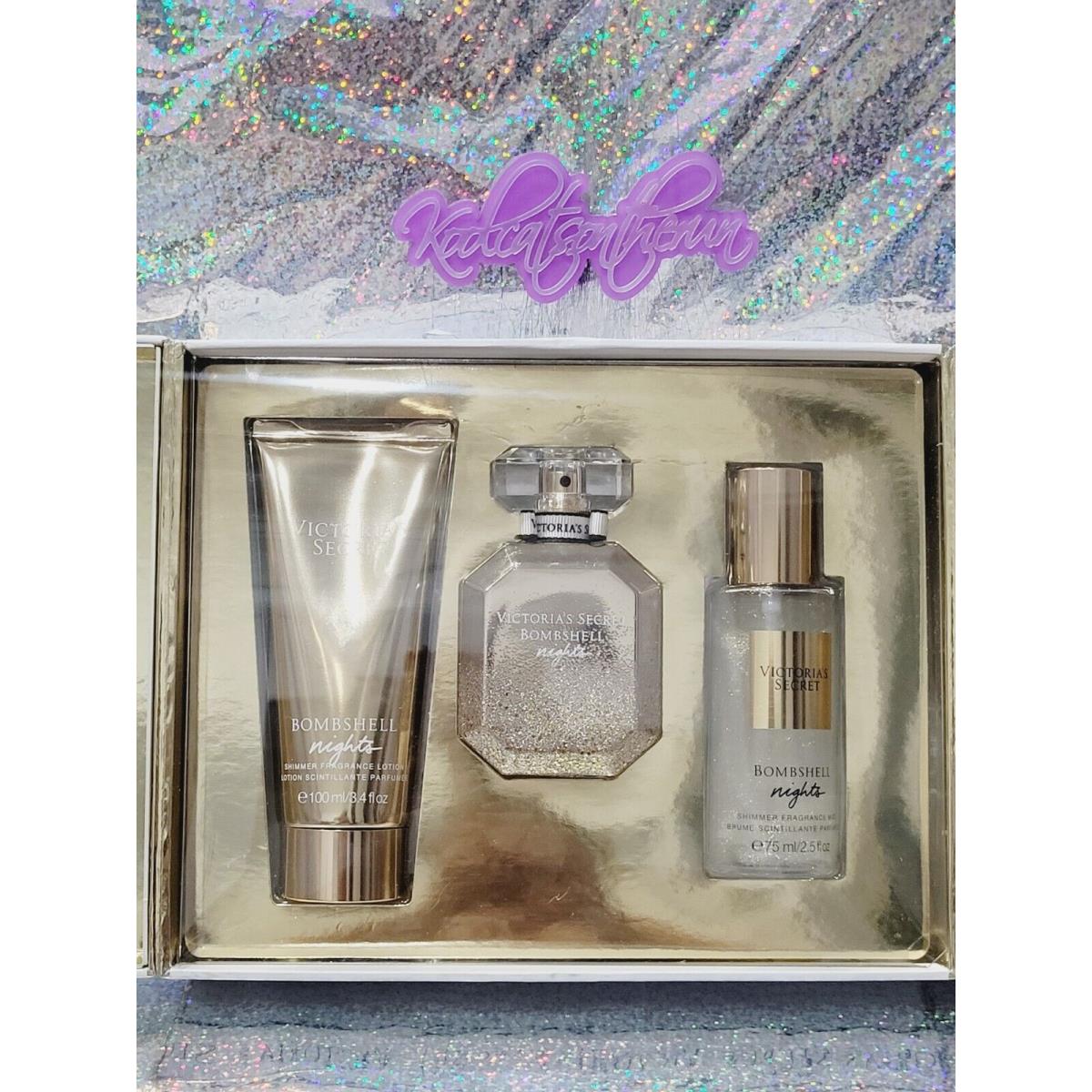 Victoria`s Secret Bombshell Nights Eau De Parfum Edp 1.7 oz / 50 ml Gift Set