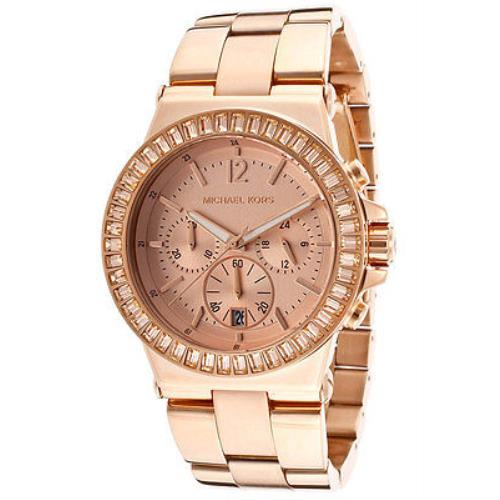 Michael Kors Dylan Rose Gold Tone+chrono Dial+crystal Date Watch MK5412