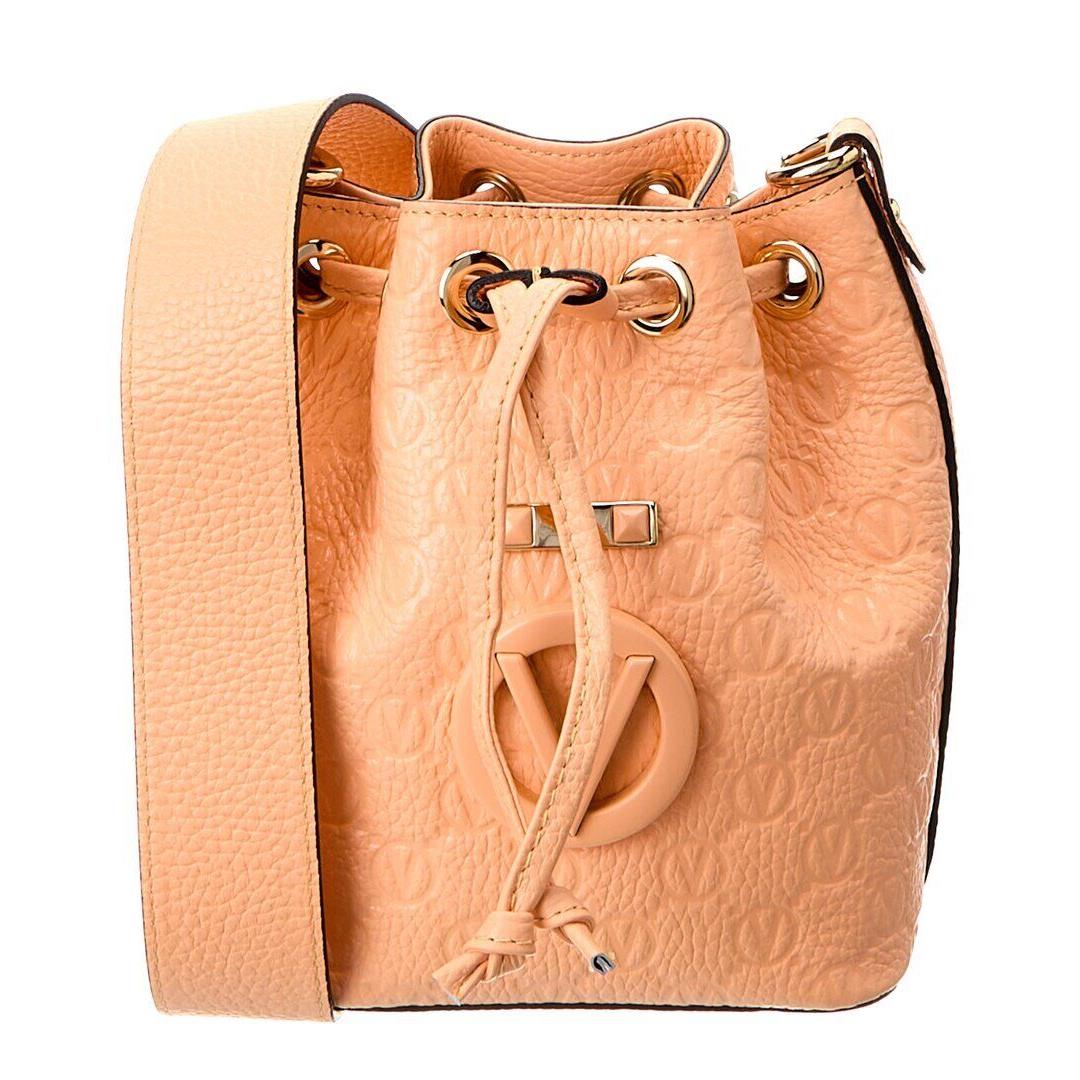 Valentino By Mario Valentino Jules Dollaro Monogram Leather Bucket Bag Women`s - Exterior: Pink