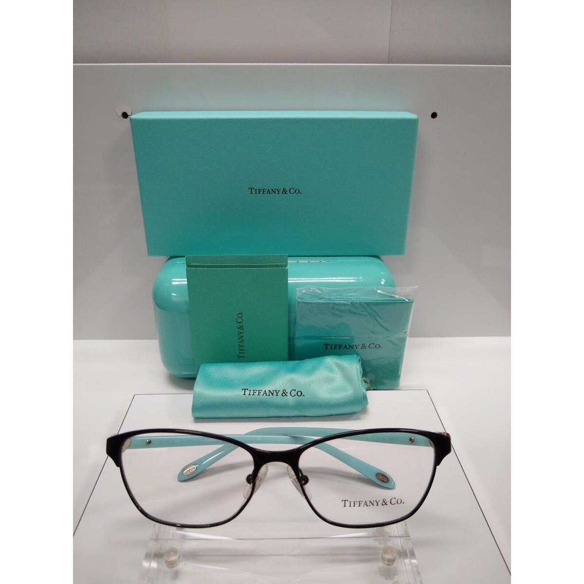 Tiffany Co. 1072 6007 Black Metal Silver Heart Logo Eyeglasses 51mm