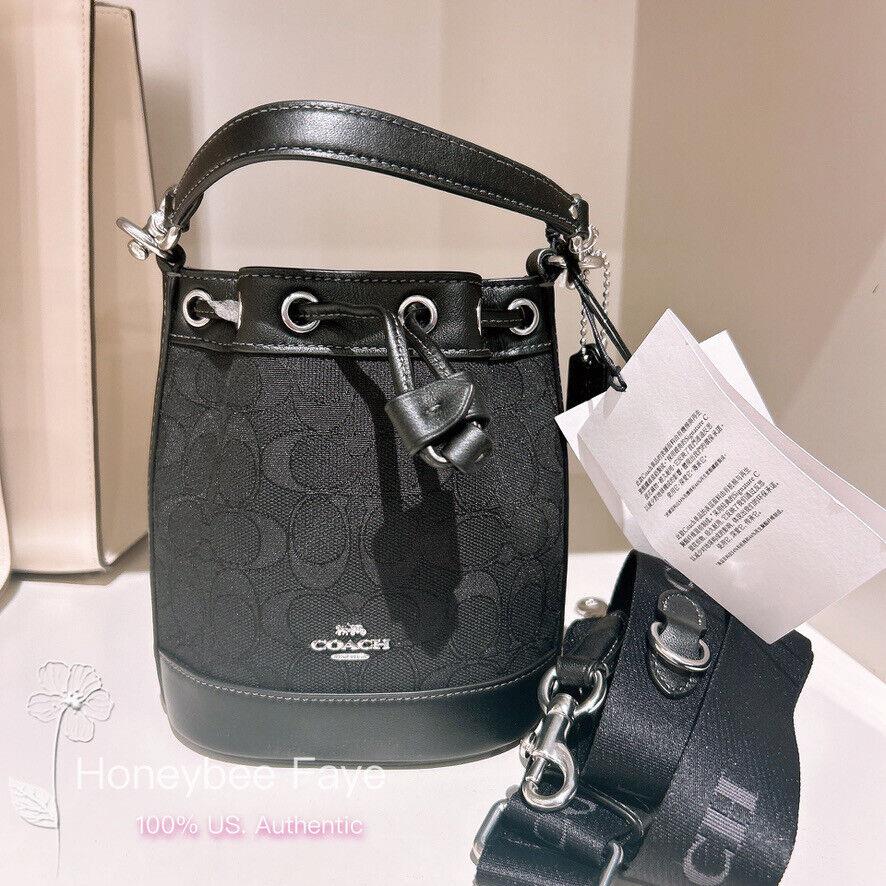 Coach Mini Bucket Bag In Signature Canvas CR145/CW301/CX213 CT863 Silver/Black