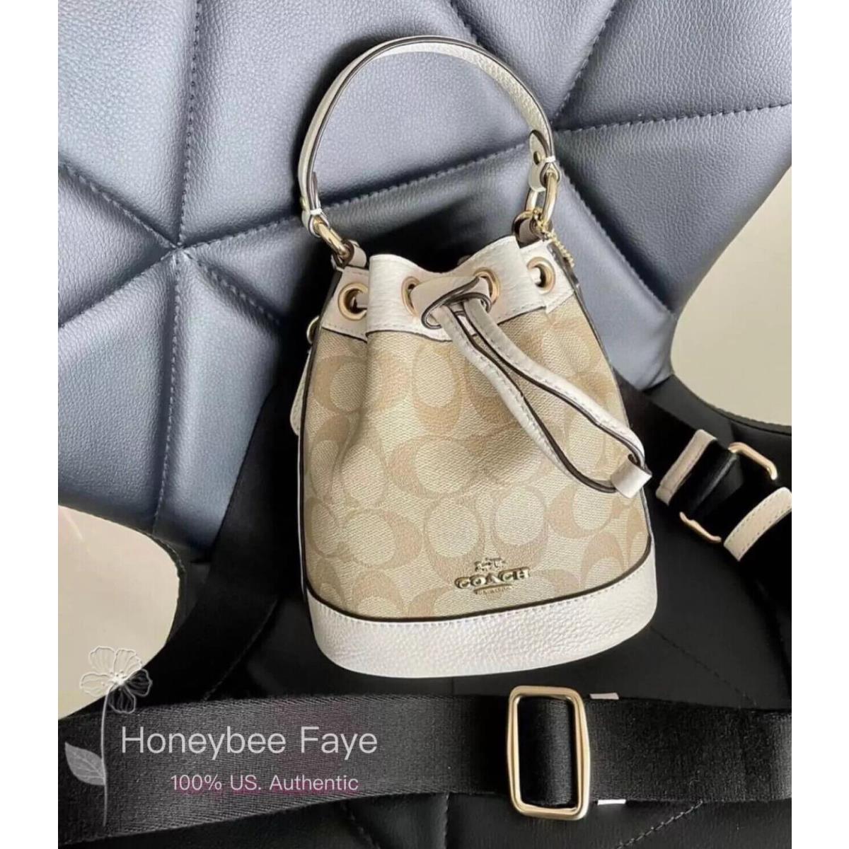 Coach Mini Bucket Bag In Signature Canvas CR145/CW301/CX213 C5121 Gold/Light Khaki Chalk