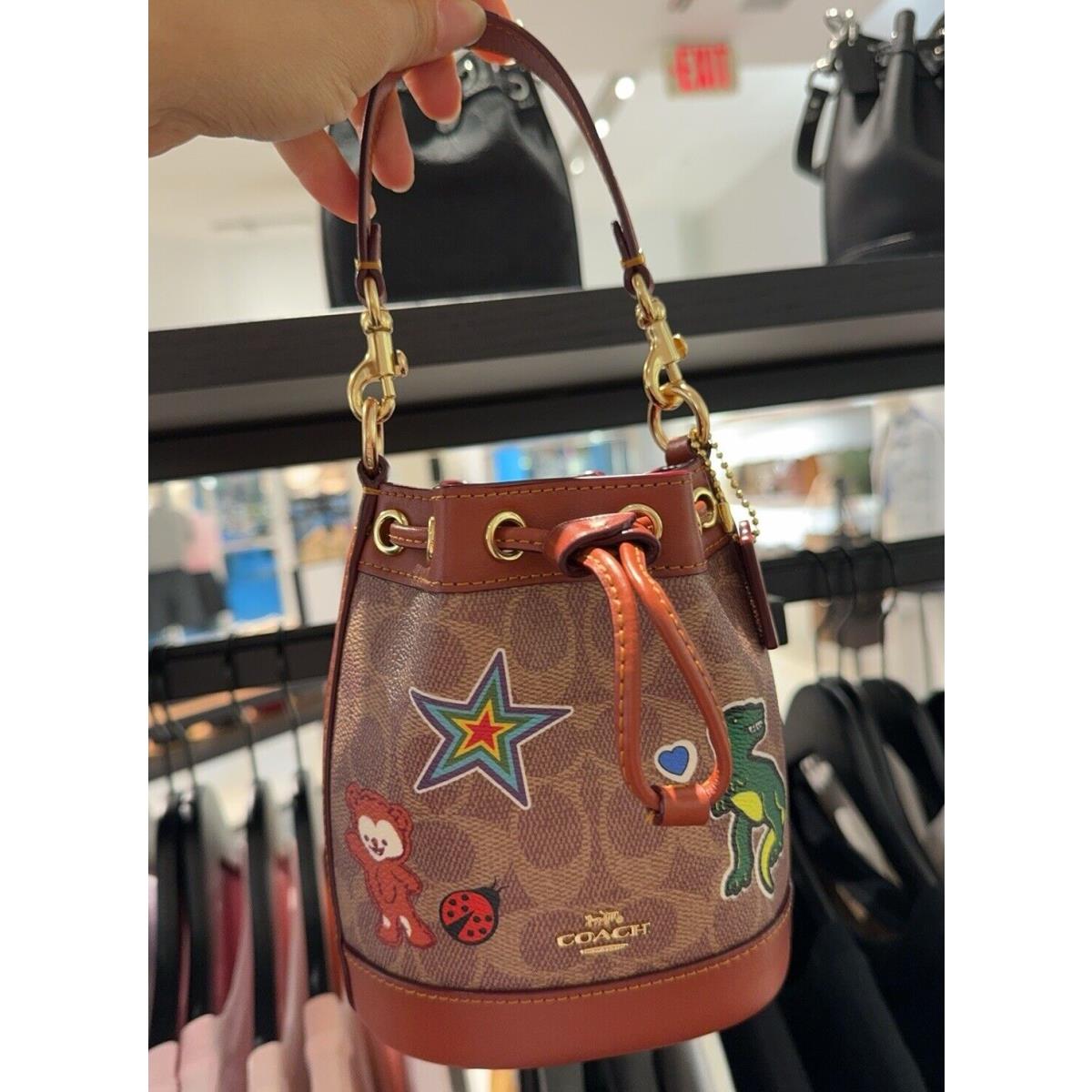 Coach Mini Bucket Bag In Signature Canvas CR145/CW301/CX213 CW300 Gold/Tan Multi