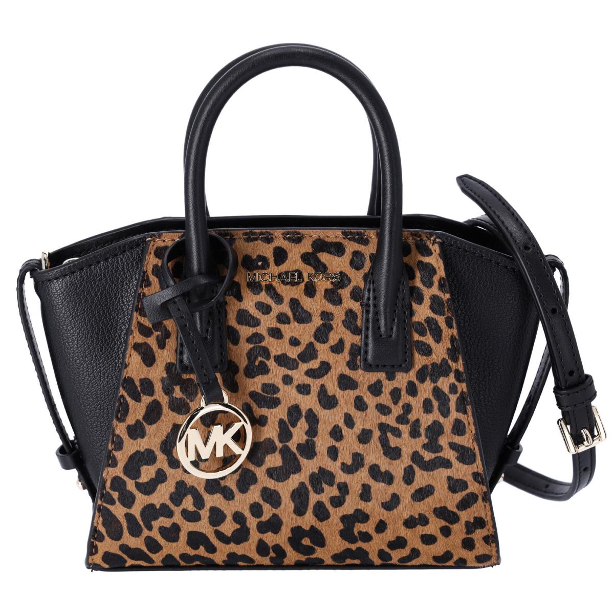 Michael Kors Mini Avril XS Cheetah Leather Satchel Crossbody Bag Black Multi - Handle/Strap: Black, Hardware: Gold, Exterior: Black Multi