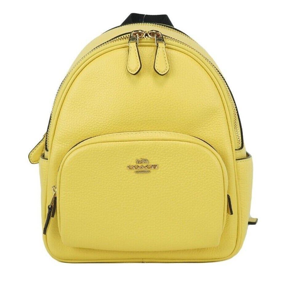 Coach C8603 Mini Court Retro Yellow Pebbled Leather Shoulder Backpack Bag