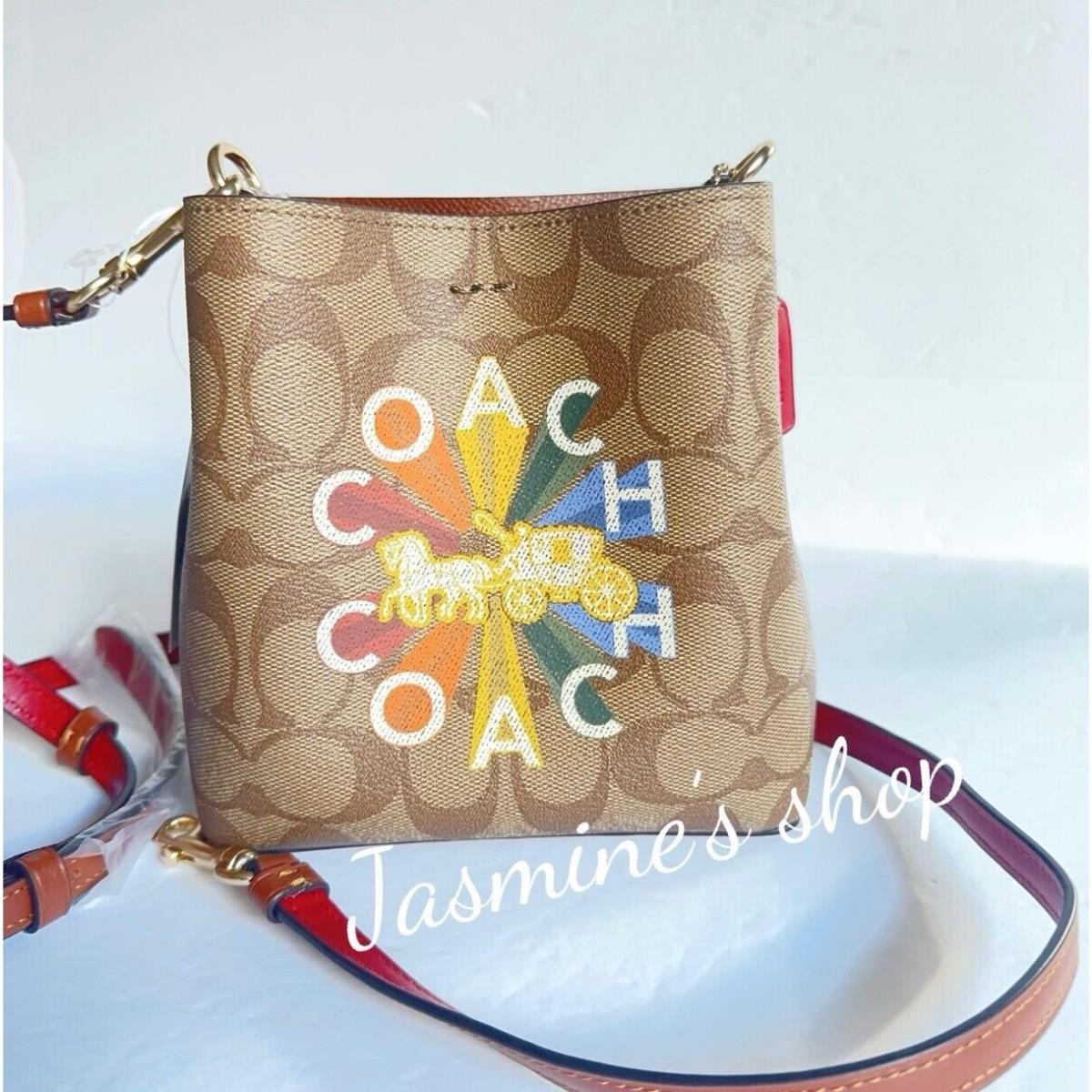 Coach Mini Town Bucket Bag In Signature Canvas with Radial Rainbow c6835