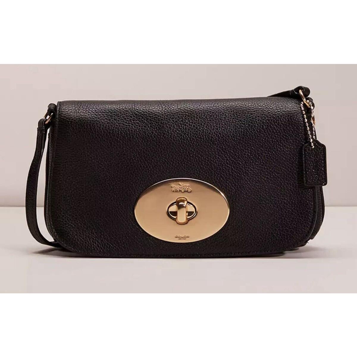 Coach Restored Liv Pouch Crossbody Black Polished Pebble Leather Bag