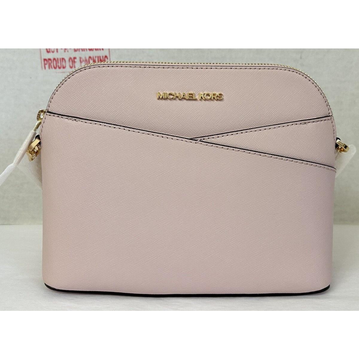 Michael Kors Jet Set Travel Medium Dome Leather Crossbody Powder Blush Pink