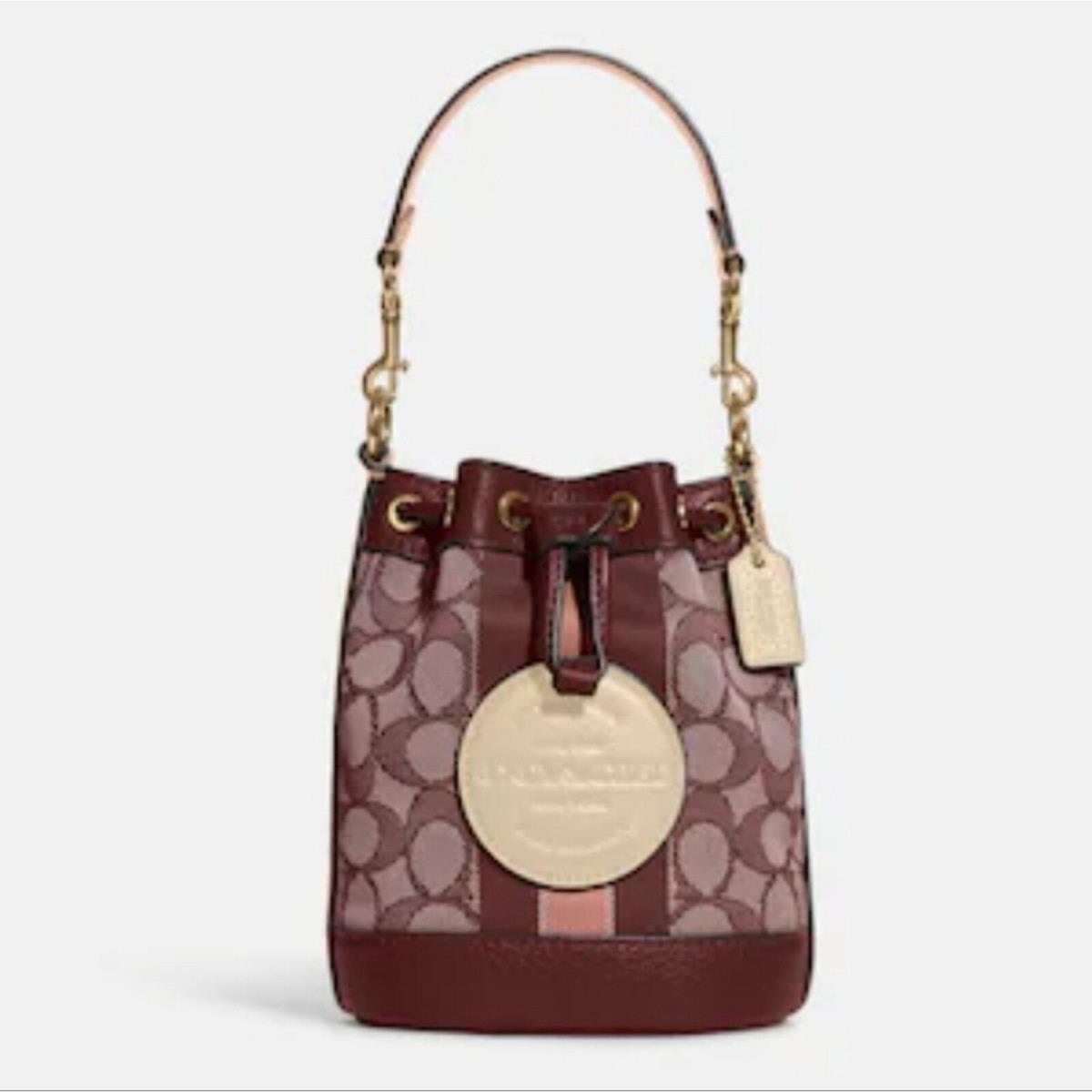 Coach Mini Dempsey Bucket Bag IN Signature Jacquard with Stripe Coach Patch