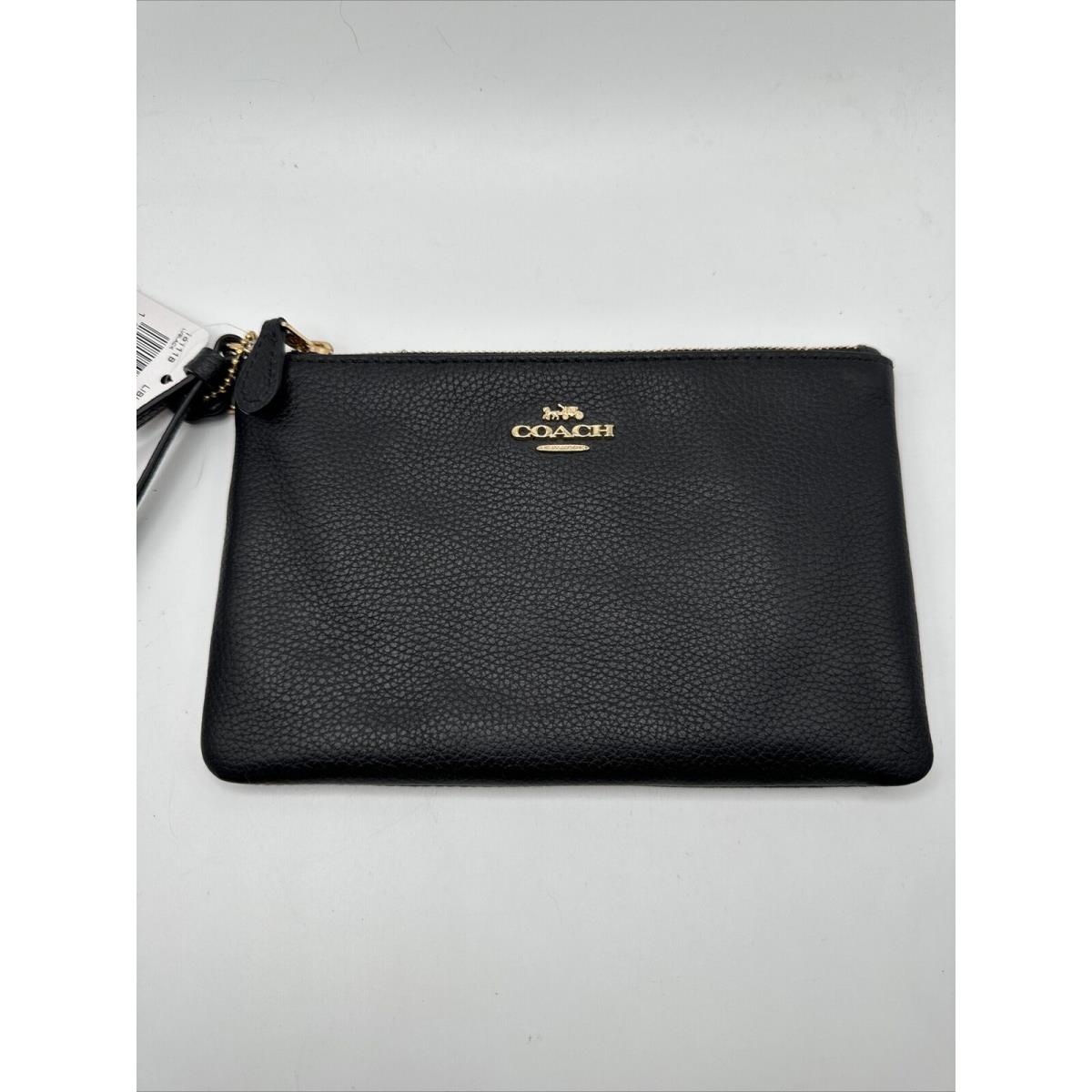 Coach Women`s Small Wristlet Pebbled Black One Size 16111B