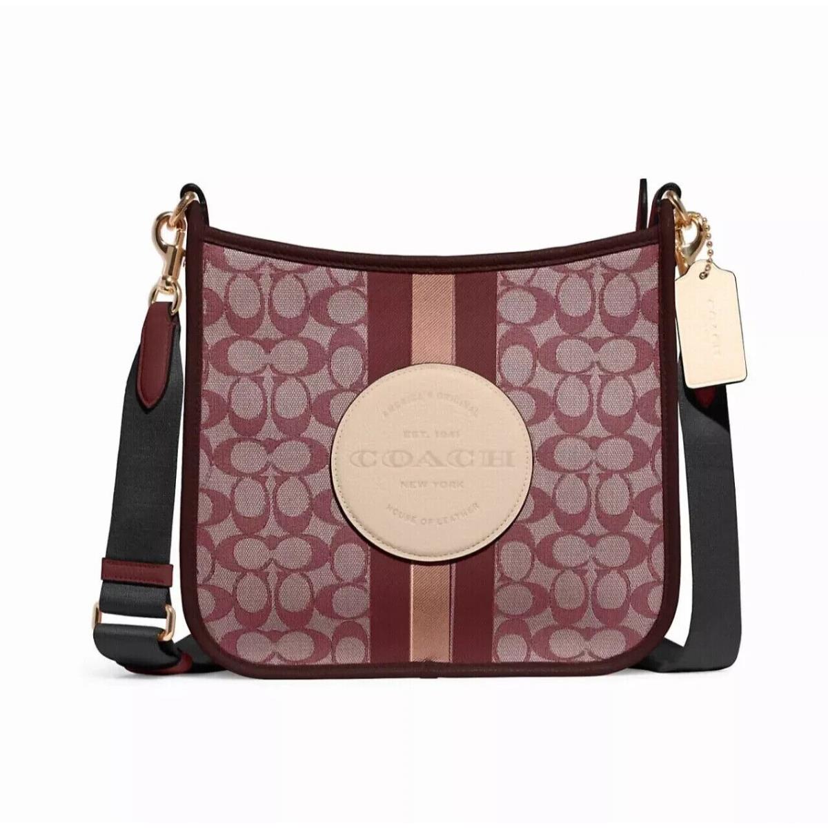 Coach Dempsey File Crossbody Bag In Signature Jacquard Wine Multi CA195