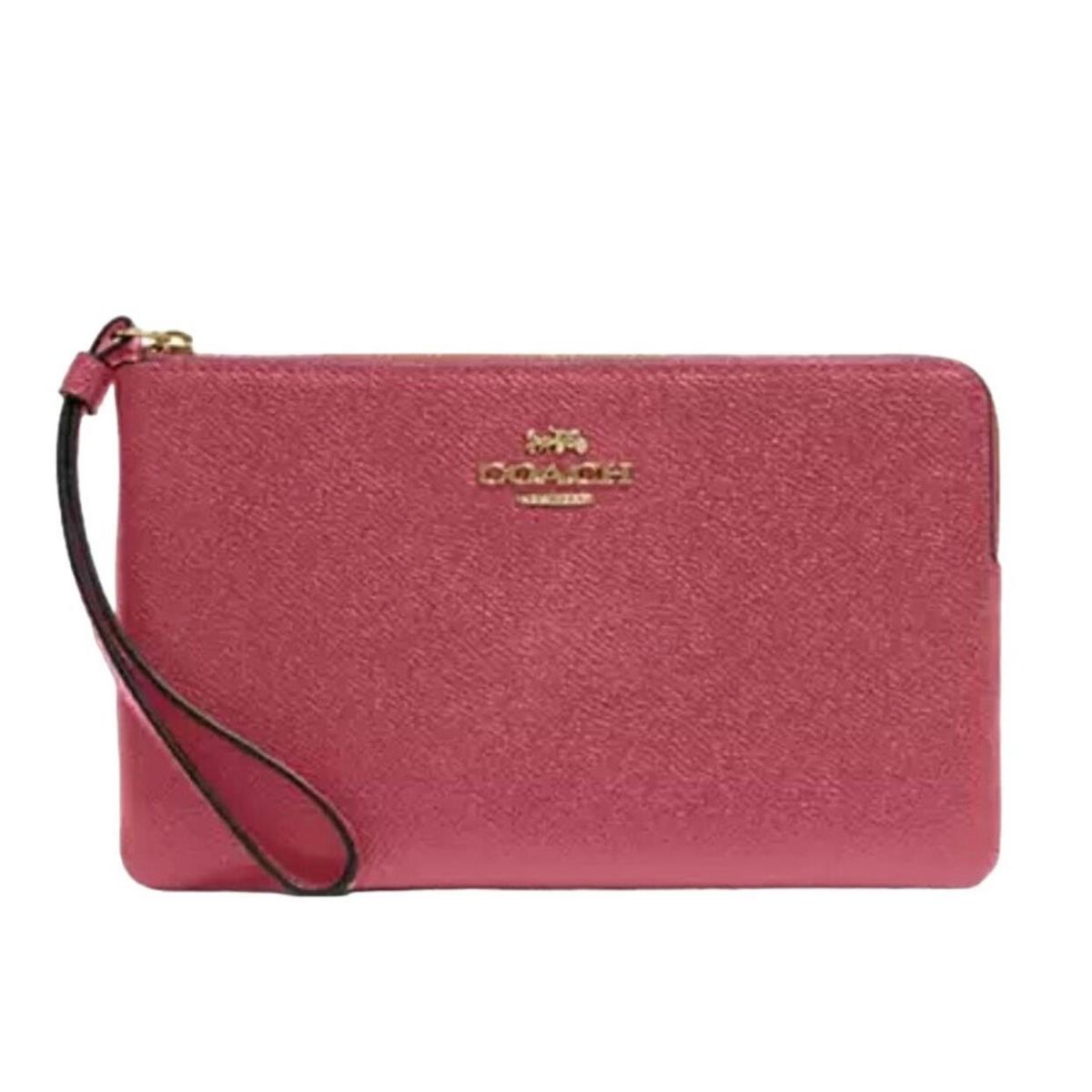 Coach Large Corner Zip Wristlet Wallet IN Pink Strawberry Haze