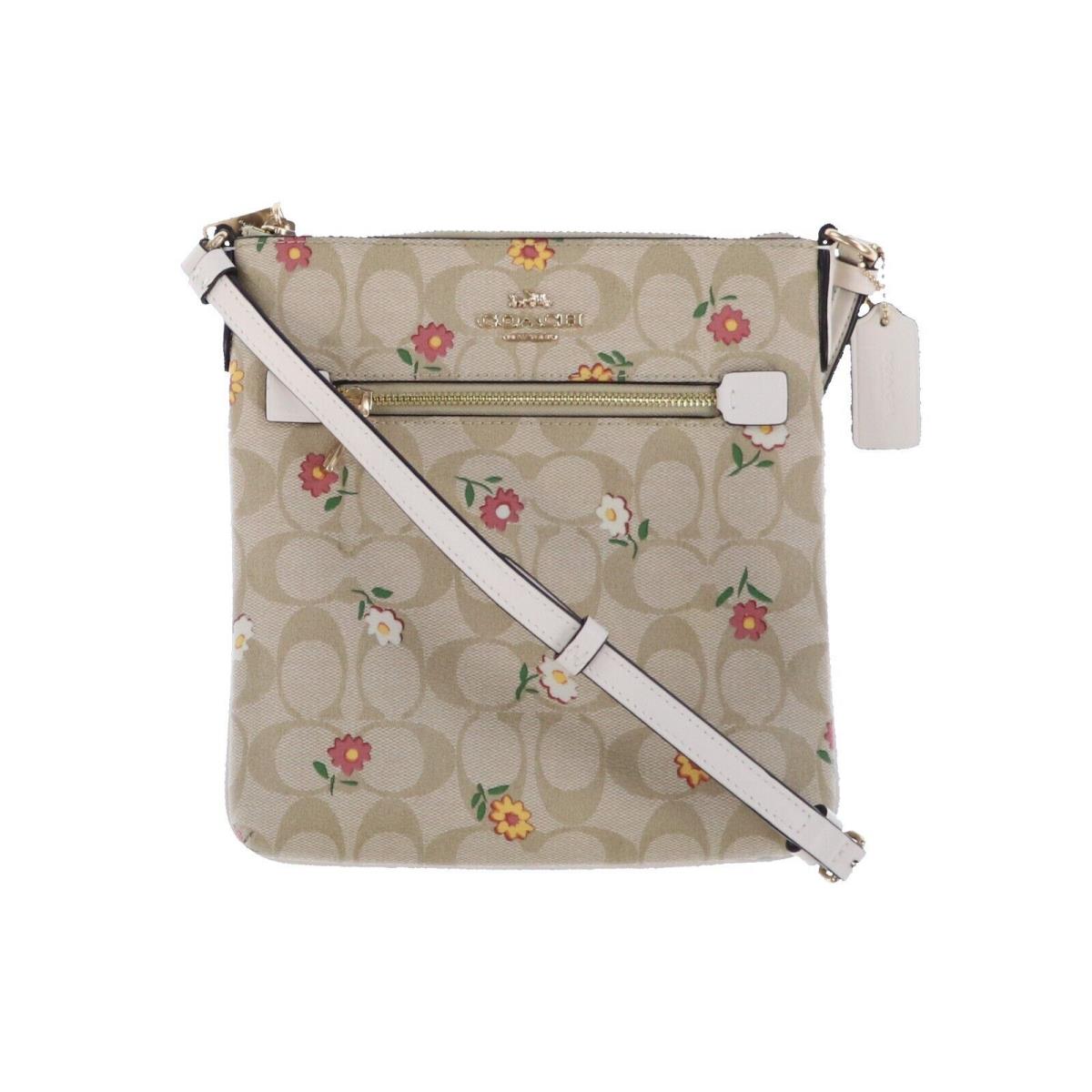 Coach Mini Rowan File Bag Signature Canvas Crossbody Purse Floral Logo Print