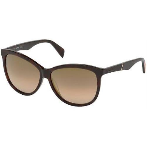 Diesel DL0221-52G Women`s Acetate Dark Tortoise Sunglasses Brown Mirored Lens