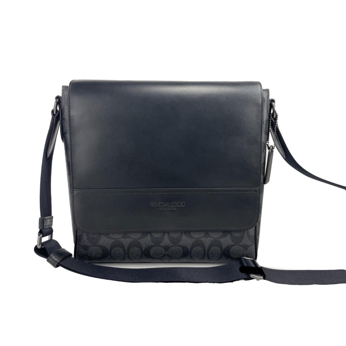 Coach Signature Leather Houston Flap Map Bag Crossbody