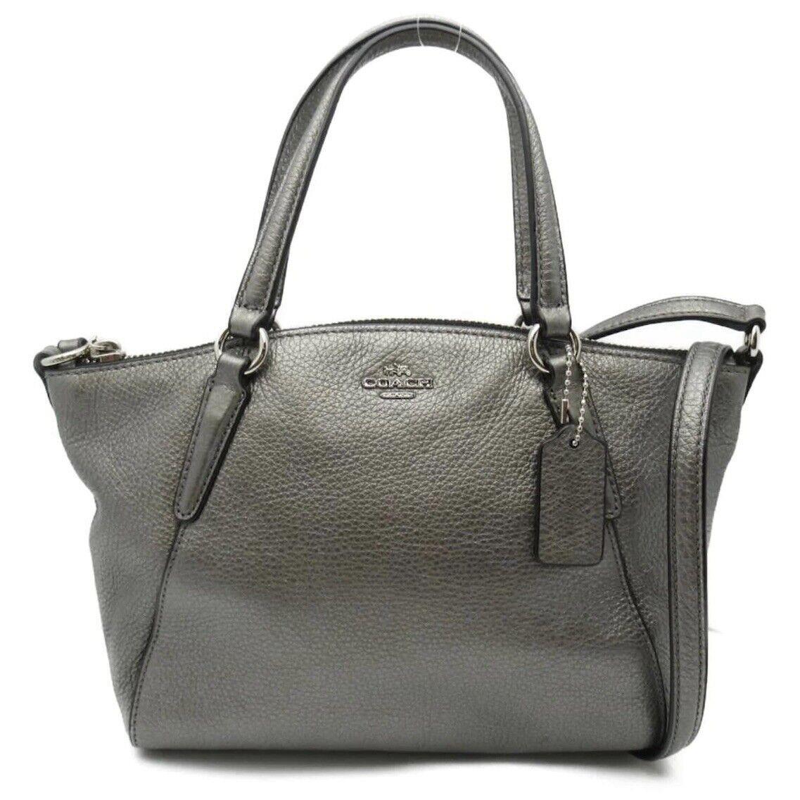 Coach Mini Kelsey Satchel Gray/gunmetal Metallic Pebble Leather Crossbody