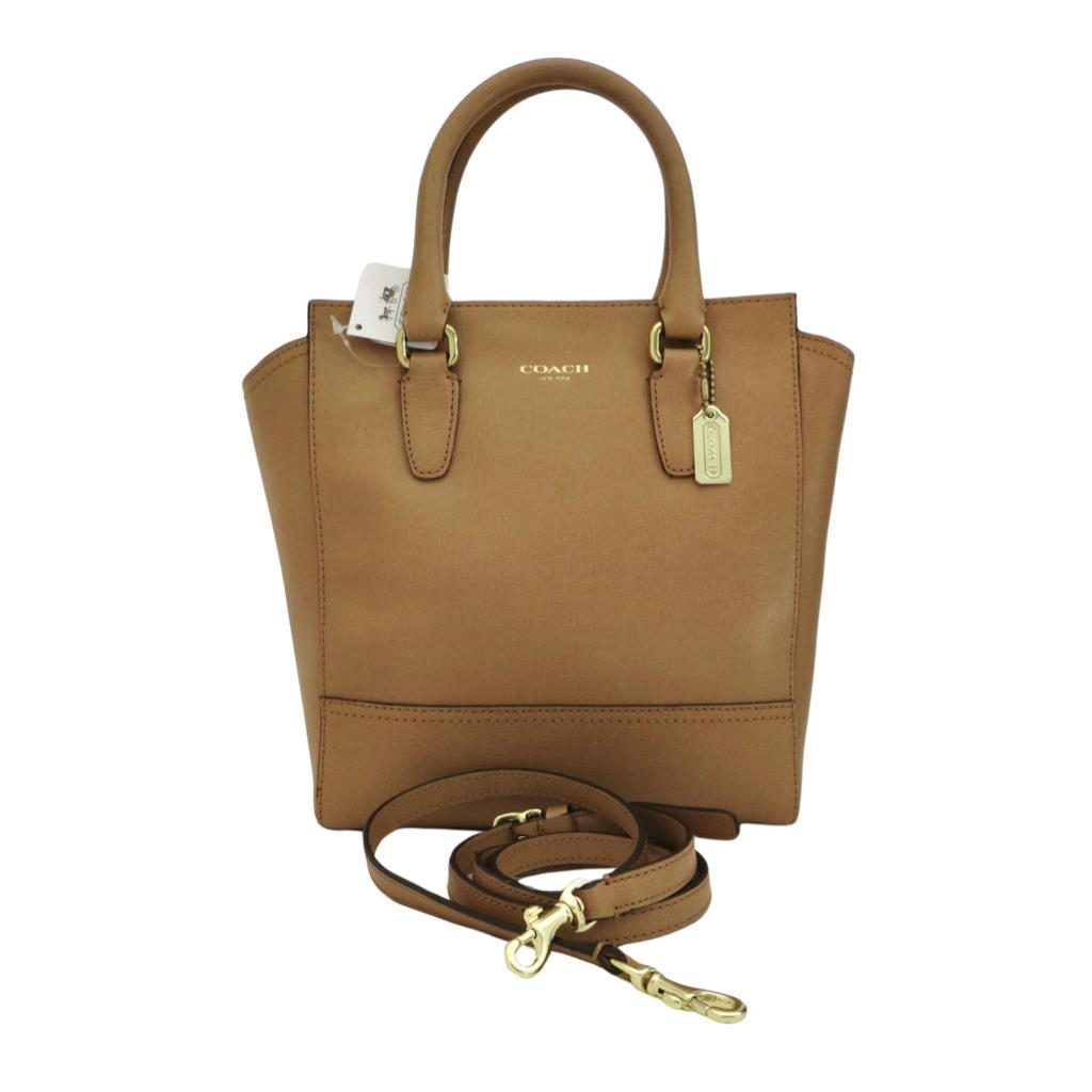 Coach Mini Tanner Leather Crossbody Satchel Purse Toffee Tan Beige 50707