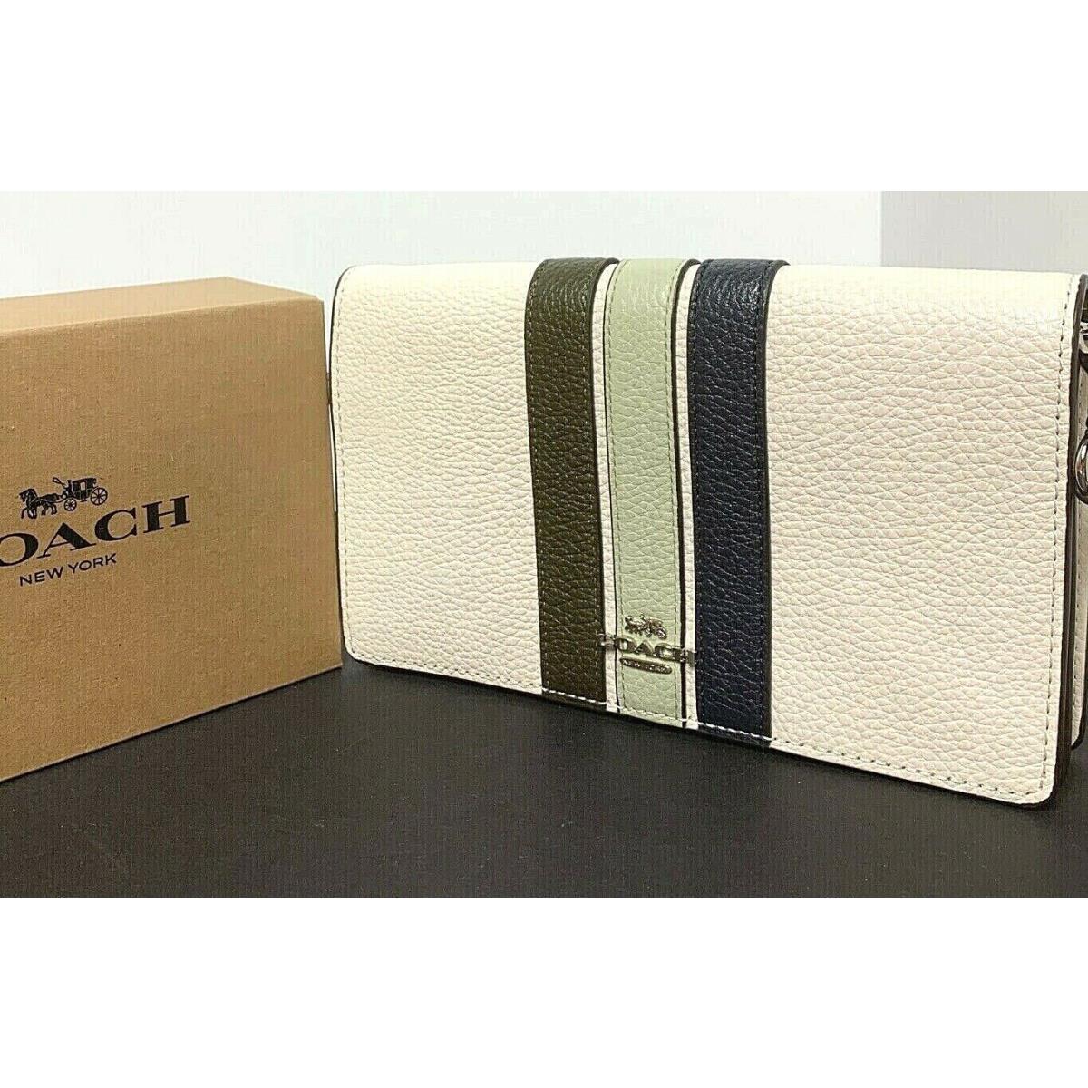 Coach Fold Over Crossbody Clutch with Varsity Stripe