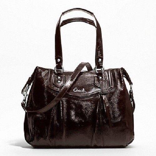 Coach Women`s Ashley Patent Leather Shoulder Bag - Silver/mahogany