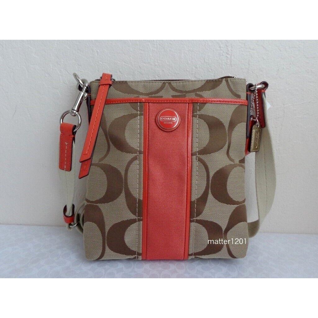 Coach F51812 Signature Swingpack Khaki/vermillion