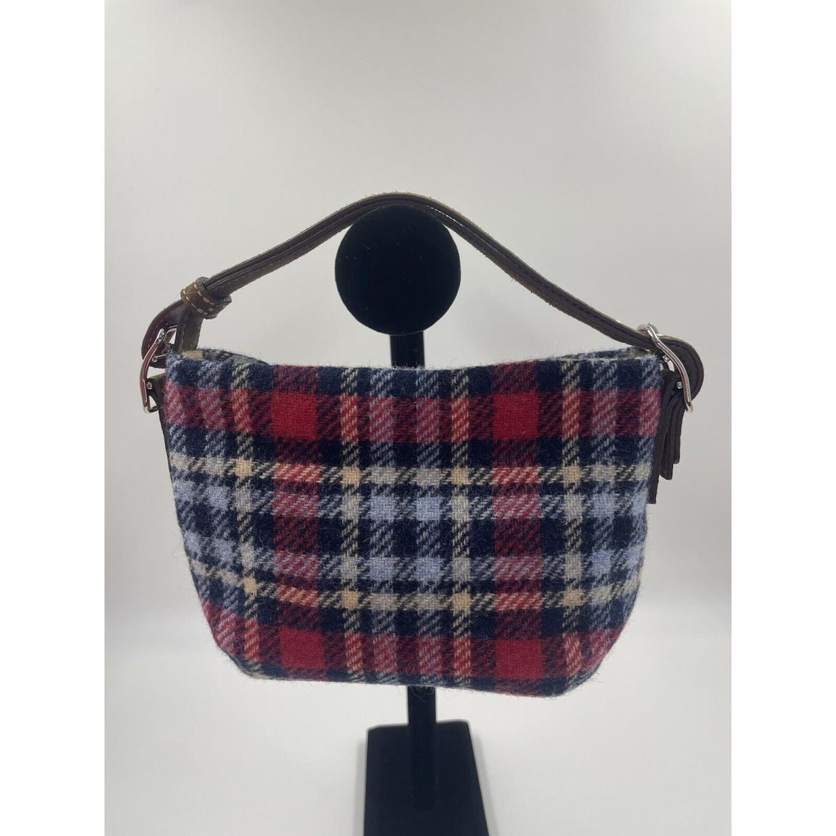 Coach Vintage Holiday Plaid Wool Tweed/leather Mini Duffel Bag Adjustable Strap