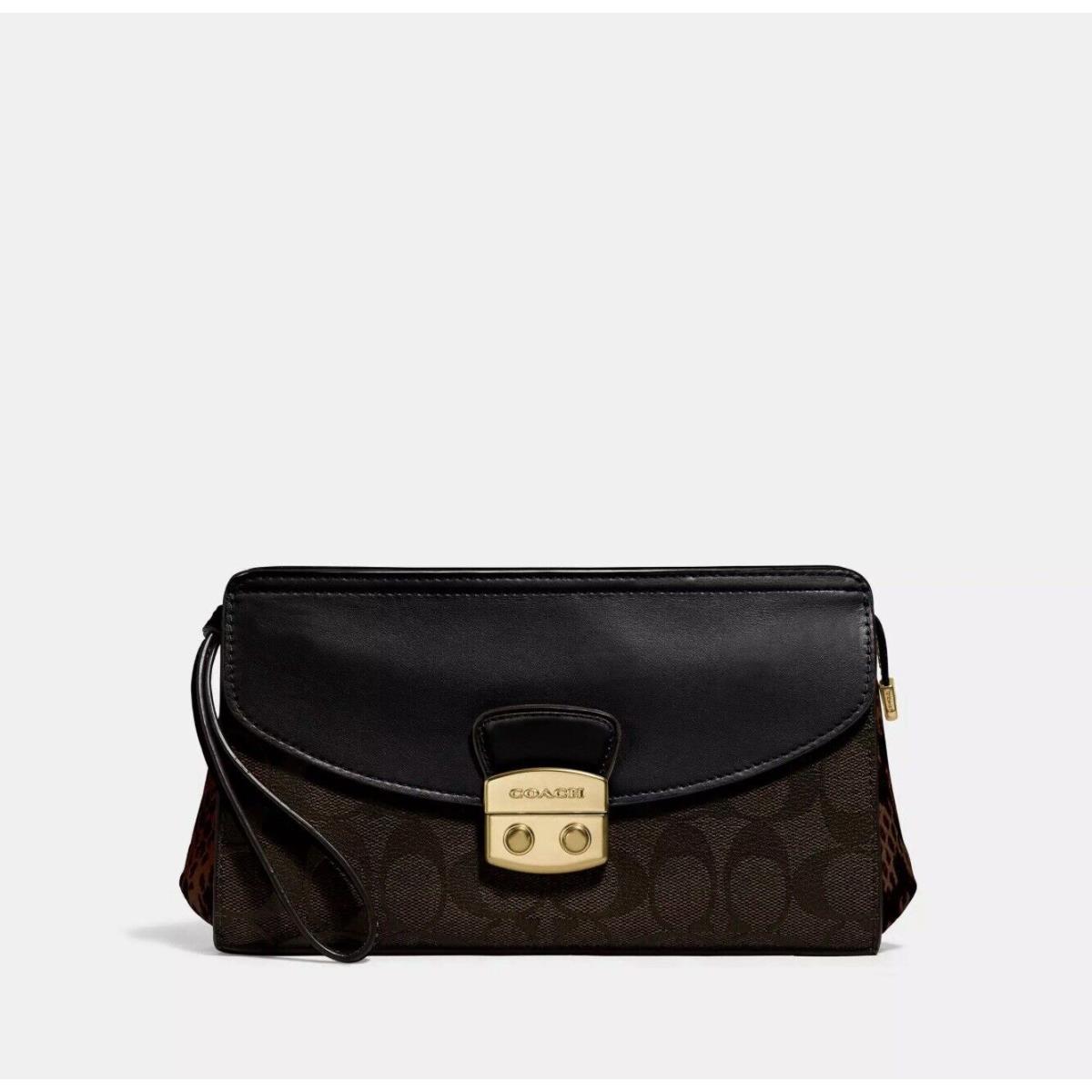 Coach Flap Clutch Signature Snake-embossed Leather Black / Brown Bag