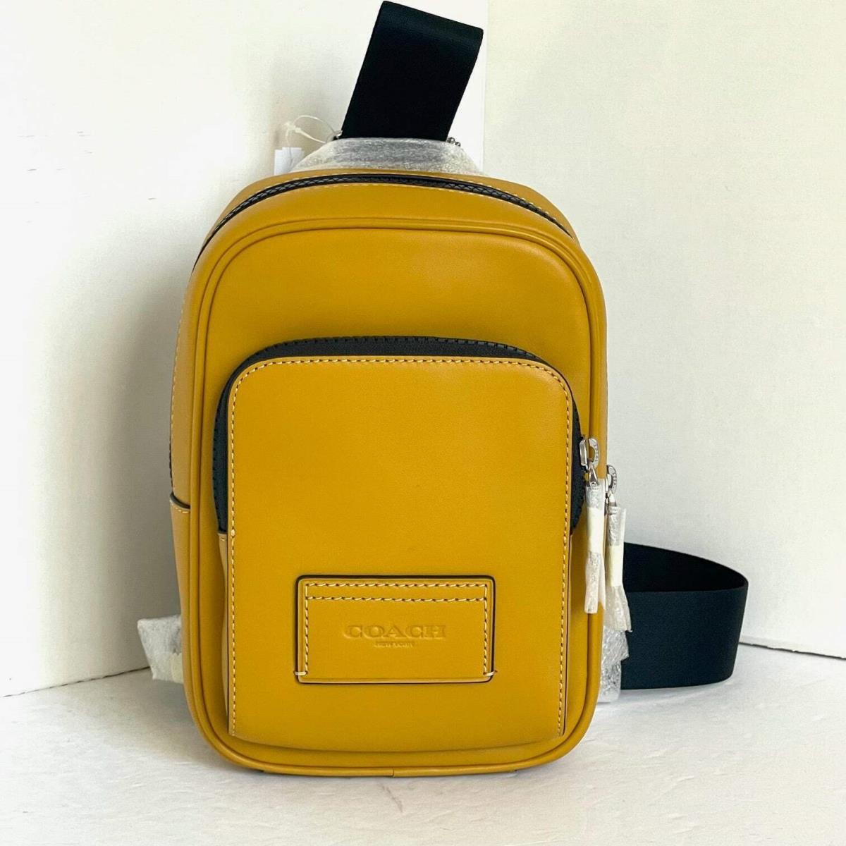 Coach Racer Sling Pack Yellow Smooth Leather Small Shoulder Bag CU252 Orgpkg