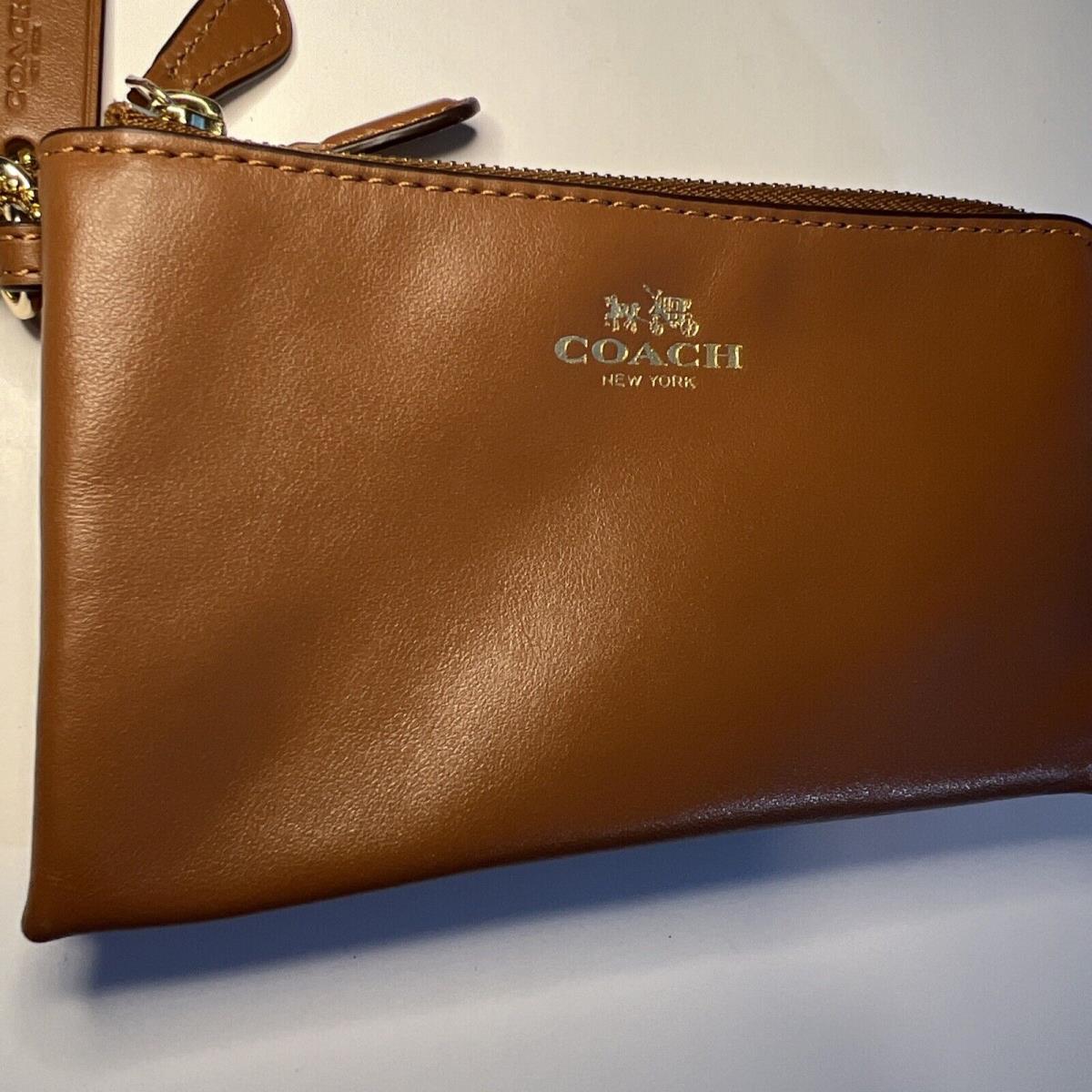 Vintage Coach Wristlet Tan Brown Camel Double Zipper