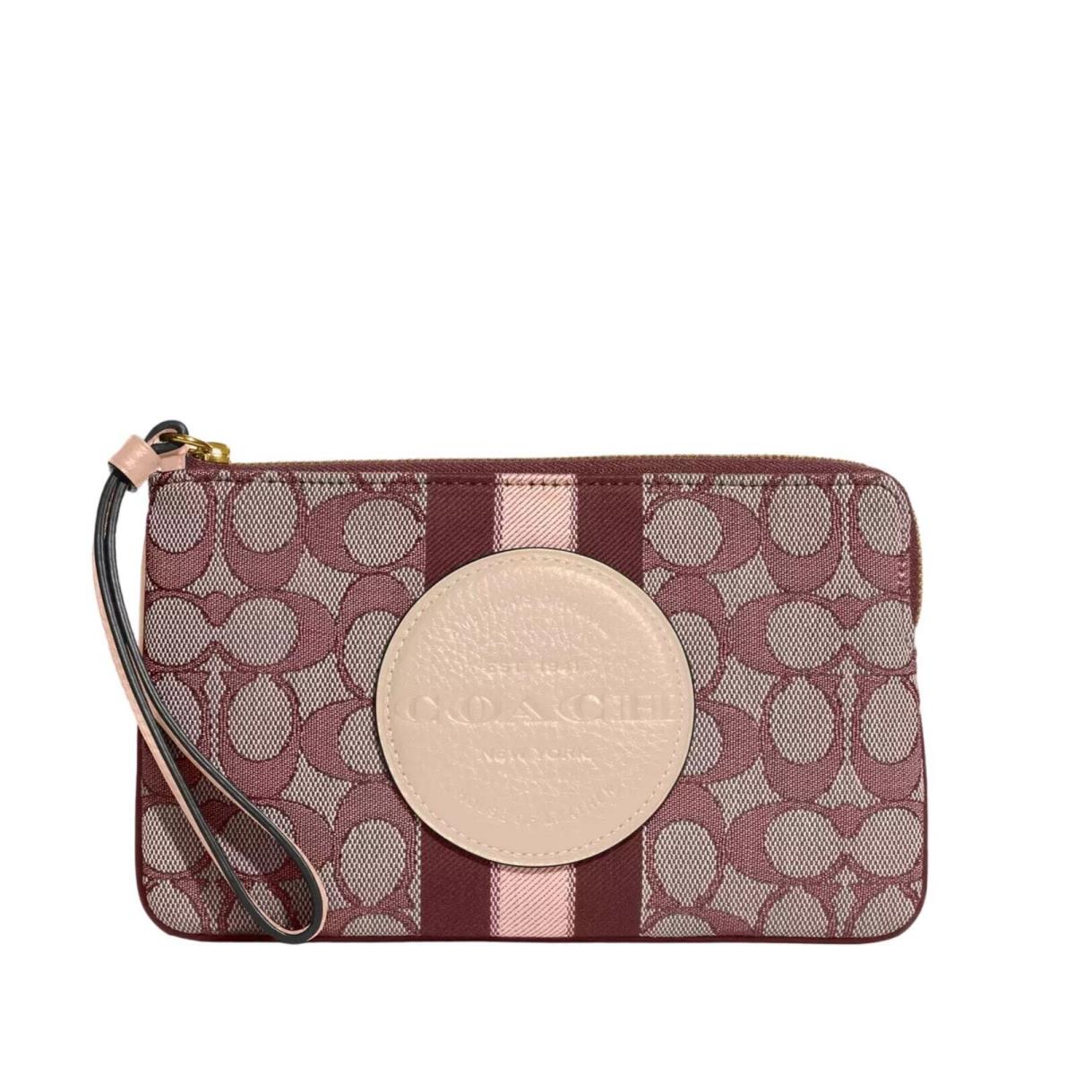 Coach Dempsey Large Corner Zip Wristlet Wallet Signature Jacquard Coach Patch