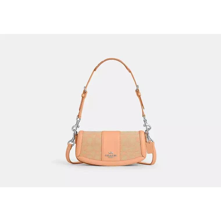 Coach Andrea Small Shoulder Bag Signature Jacquard Faded Blush Orange CT759