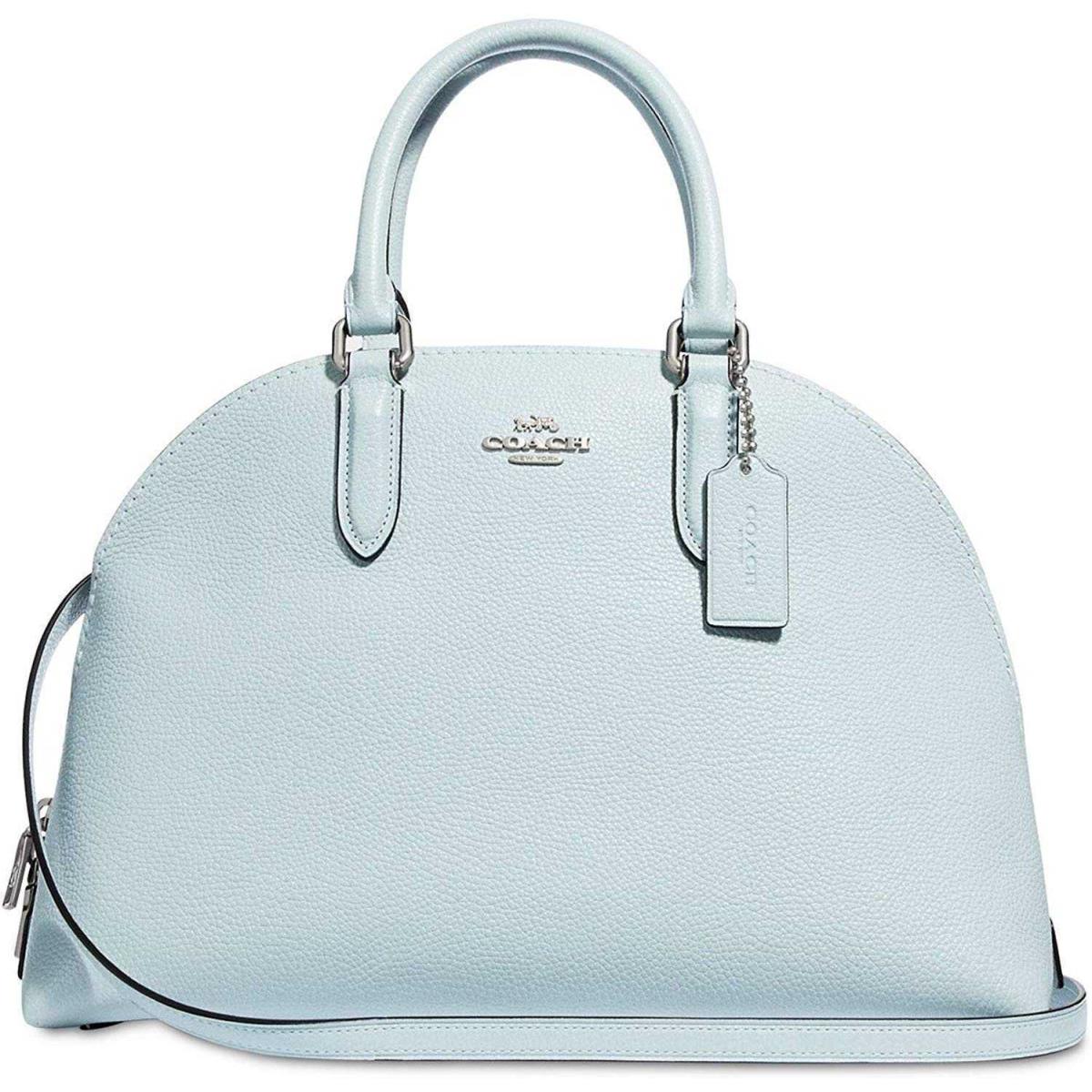 Coach Polished Pebble Leather Quinn Satchel Blue