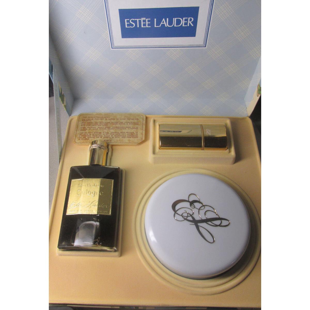 Estee Lauder Perfume Youth Dew 3pc Gift Set Cologne Powder Old Stock